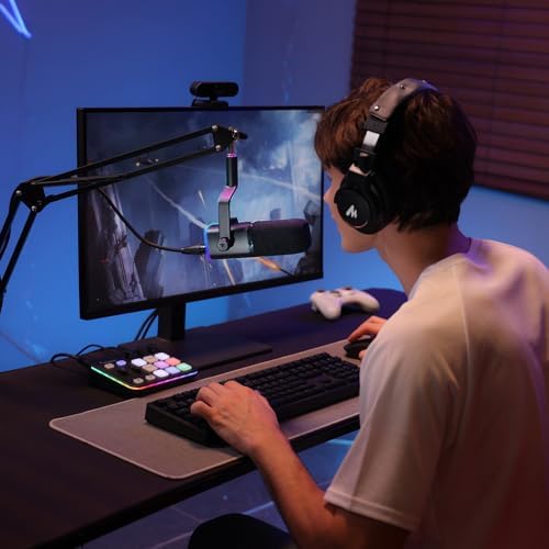 Bild 1 - MAONO XLR-USB Streaming Mikrofon mit Arm: Dynamisches Mikrofon mit Software, Stummschalttaste, Gain-Regler, für Podcast, PC Gaming, Aufnahme, YouTube-Inhaltserstellung, Chat, PS4-5 Mac Mixer (PD100XS)