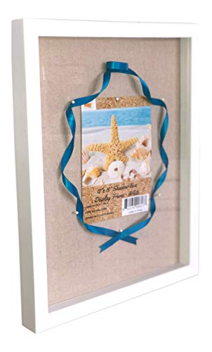 12x15" White Display Shadow Box Frame w/Linen Background - Ready To Hang Large