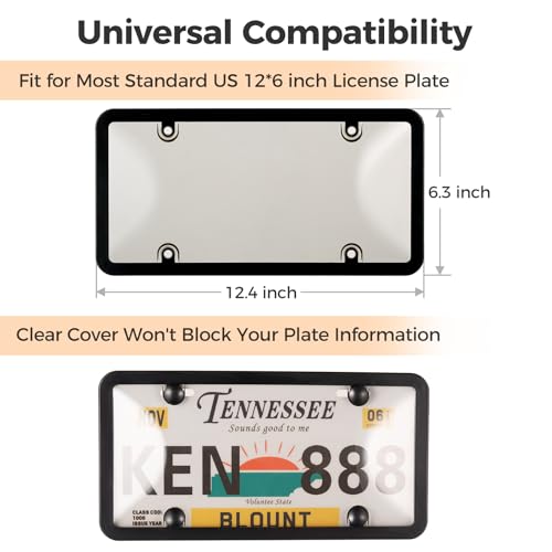 License Plate Cover & Frames, 2 Pack Clear License Plate Protector, ABS Car Plate Cover, Fit Any Standard US Plates by Tzuoen - Image 5