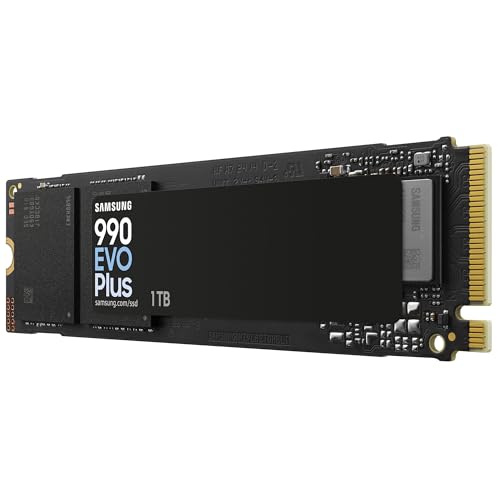 Dysk SSD Samsung 990 EVO Plus NVMe M.2 1 TB, PCIe 4.0 x4 / PCIe 5.0 x2, NVMe 2.0 (2280), odczyt 7150 MB/s, zapis 6300 MB/s, wewnętrzny dysk SSD do gier i edycji grafiki, MZ-V9S1T0BW