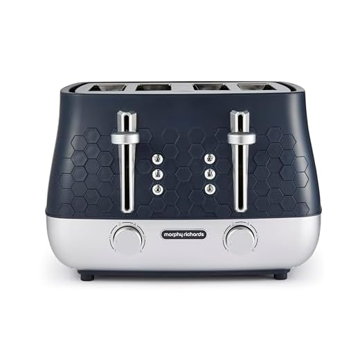 Morphy Richards Cassini 4 Slice Toaster, Variable Browning and Width Slots, 6 Power Levels, Removable Crumb Tray, Illuminated Buttons, High Lift, Defrost, Reheat, 800W, Outer Space Blue, 243021