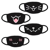 UOCAI 4 Pack Mundschutz Femboy Maske, Anime Mundschutz Baumwollmaske Lustige Kawaii Cartoon Baumwollmaske Wiederverwendbare Cosplay Manga Maske für Männer Frauen Kinder Schule Outdoor Party