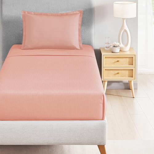 Image of myTrident Bedsheet for Single Bed Cotton| 210 TC | 60 inch x 90 inch | Papaya