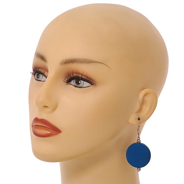 Boucles d'oreilles pendantes en bois bleu foncé 30 mm chic