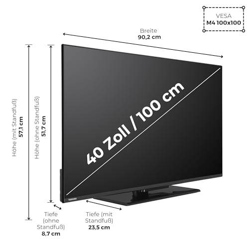 Toshiba Fernseher 40 Zoll Smart TV VIDAA Full HD Fernseher HDR Smart TV mit Triple-Tuner und Bluetooth, LED TV 40LV3F63DA – Ansicht 3