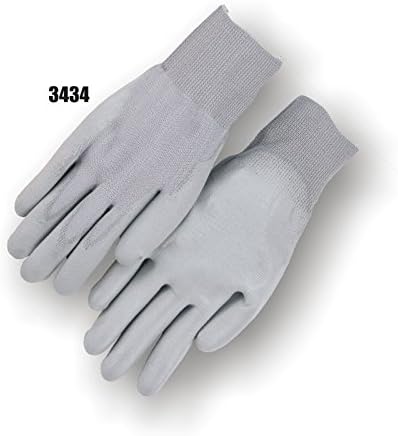 Majestic Glove 3434/S Polyurethane Gray Palm On Knit Gloves, Small (Pack of 12)