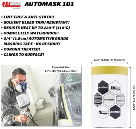 RBL 102 AutoMask 21” x 115’ Refill Roll – Pre-Taped, Lint-Free, Waterproof, Anti-Static Paint Masking Film – Heat & Solvent Resistant image 4