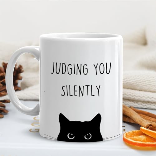 Taza de Cerámica Negra con Diseño de Gato 11 oz miniatura 4