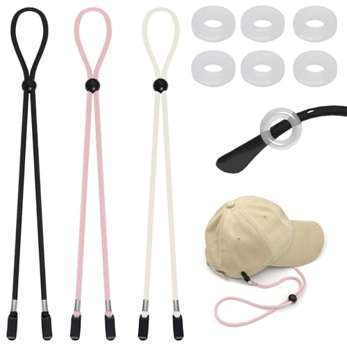 VireEyU Juego de 3 sujeta-gorras con clips, Cable espiral flexible para pesca, navegación, vela y escalada, Cordón ajustable para gorra, Protección contra pérdidas en condiciones de viento