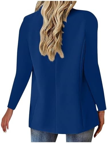 Work Blazers for Women Oversized Open Front Long Sleeve Office Jackets 2026 Comfy Loose Business Suit Blazer(Blue-01,3X-Large