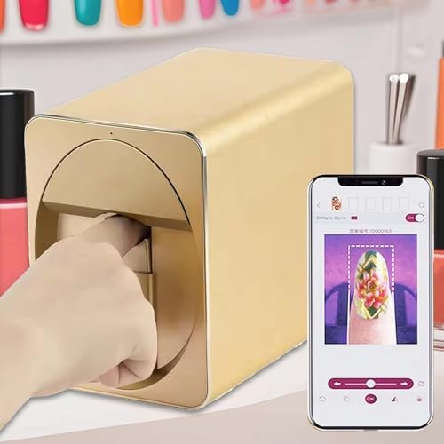 Portable Nail Printer with Metal Shell - Fast 30s Printing, WiFi Picture Upload for Home & Professional Use - Perfect for Manicures (Black)