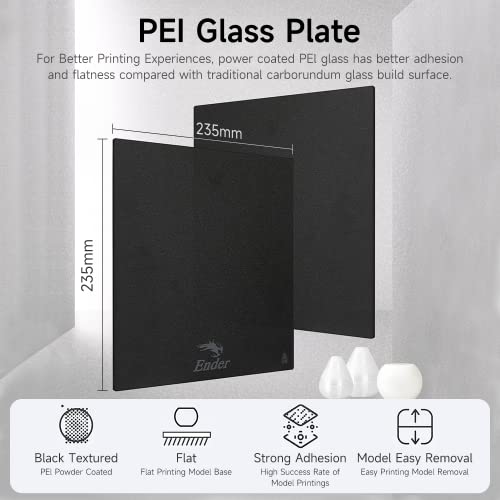 Creality Ender 3 Pei Glass Bed, Upgrade Textured 235X235Mm 3D Printer Platform Black Pei Powder Coated Tempered Glass Heated Bed Build Plate For Ender-3/3 Pro/3 V2/5/5 Pro Ender-3 S1/3 S1 Pro/5 S1 #TOP1