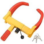 DASBET Wheel Clamp Lock Anti-Theft Wheel Lock Clamp Heavy Duty Car Wheel Lock with 3 Keys Adjustable Security Tire Clamp Fits 7-11" Width Tyres Security Clamp for Cars Caravans Trailers (Red)