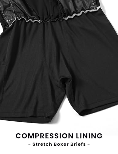 BGOWATU 2 in 1 Men's Swim Trunks Board Shorts with Compression Liner Quick Dry Bathing Suit 9" Beach Shorts with Pockets4