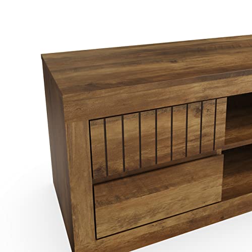 GFW Cartmel Dark Oak TV Entertainment Cabinet Unit With Storage Shelves & 4 Drawers, 130 x 39.5 x 44.8 cm, Knotty Oak - Image 4