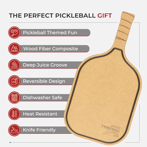 Tabla de Cortar y Charcutería en Forma de Paleta de Pickleball, Diseño Reversible con Ranura para Jugos y Mango, de Fibra de Madera, Lavable en Lavavajillas, para Quesos, Frutas y Aperitivos miniatura 6