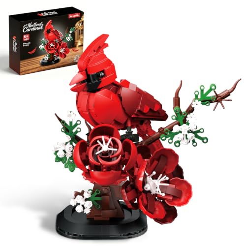 Northern Cardinal Bird Building Set, 526PCS Cardinal Flower Brick Model Kit