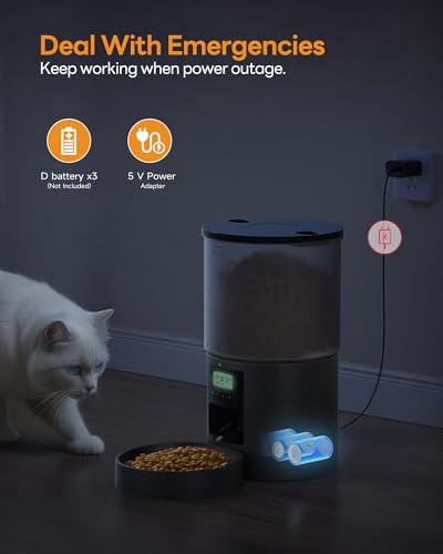 Image of POOEKEN Automatic Cat & Dog Feeder - Auto Food Dispenser with 1-6 Meals, Customized Feeding Schedule - 6L Capacity
