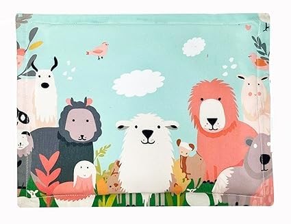 Taie d'oreiller coton lavable imprimé animaux colorés pour lit