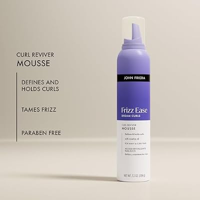 John Frieda Frizz Ease Dream Curls Curl Reviver Mousse, Anti Frizz Hair Mousse for Curls, 7.2 Oz