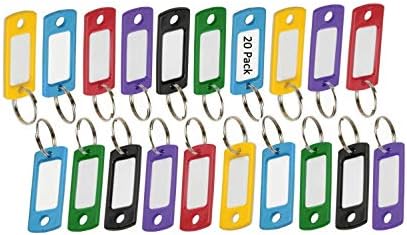 Lucky Line Flexible Colored Plastic Key Tag with 3/4" Split Ring in Assorted Colors, 20 Key Tags (1690020)