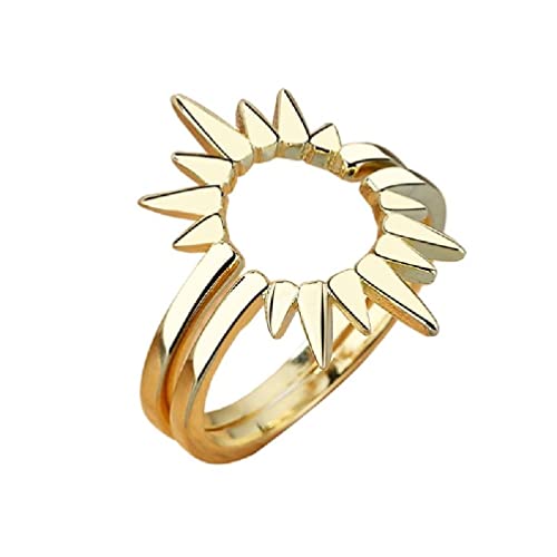 BYNNIX 2 Pcs Elegant Rings Fashion Festive Jewelery Wedding Gifts Size 6-8 Stackable Sun Flower Ring Bands Gold Silver Color Matching Sister Rings for 2 Size 6-8 Silver Gold Adults Women Little sis