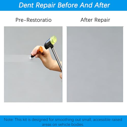 Image of Paintless Dent Repair Kit, Rubber Hammer with Tap Down Pen and 9 Shaped Heads, Dent Removal Tool for Car Body, Appliance Metal Panels, DIY Dent Repair