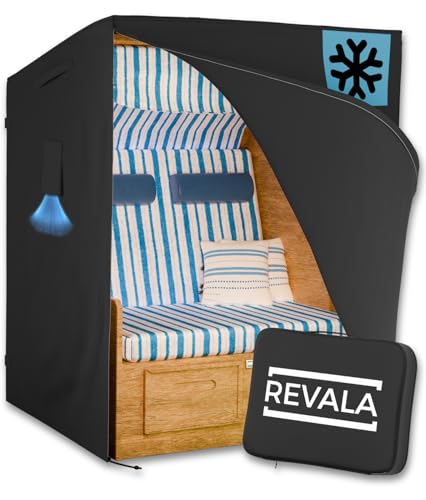 REVALA® Strandkorbschutzhülle Winterfest | Abdeckung Strandkorb 2 sitzer | Strandkorbhülle 120 x 80 x 160 | UV-beständige Hülle Strandkorb wasserdicht aus 600D Oxford | Inklusive Aufbewahrungstasche