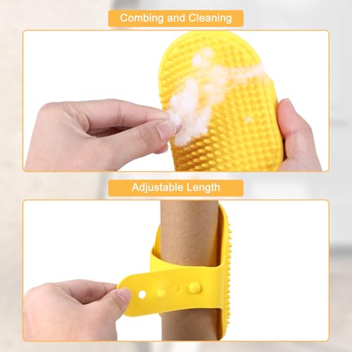 Image of 4Pcs Adjustable Cat Self Groomer, Silicone Cat Brushes for Indoor Cats Grooming Self Cleaning, Cats Face Scratchers Massager for Corner Scratcher, Pet Supplies (Green & Yellow)