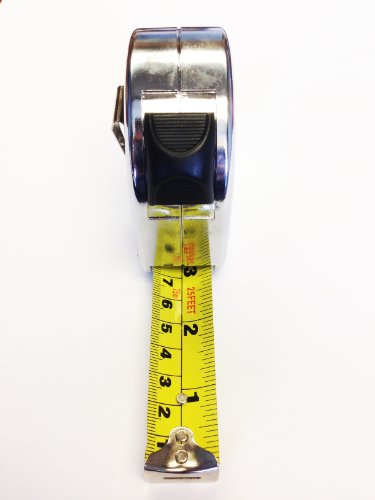 Left Handed Steel Retractable Tape Measure with Right-to-Left Read - 25 ft (Orange)