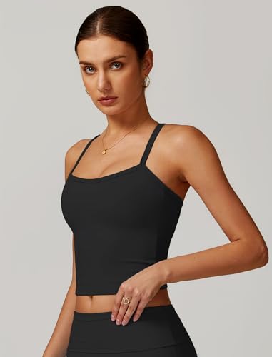 Womens Longline Sports Bras Cross Back Active Gym Yoga Padded Workout Crop Tank Top with Built in Bra4