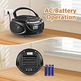 Gelielim Portable CD Player Boombox with Bluetooth, AM/FM Radio, CD Boombox Support USB, SD, MMC Drive, Aux Input, Headphone Jack, Loud Volume Stereo Sound, LCD Display, Mains and Battery - Image 6