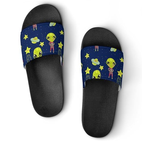 Claquettes femme étoiles alien : pantoufles de bain antidérapantes pour la maison