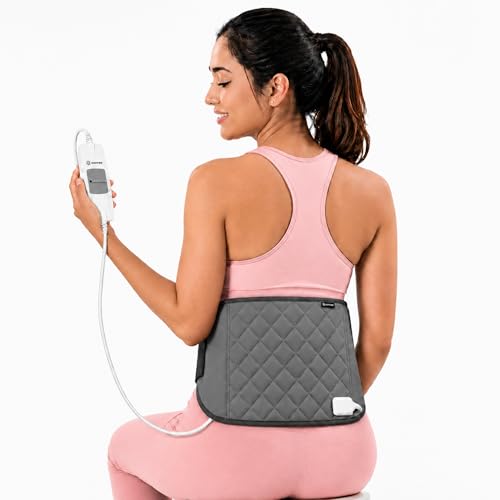 COMFIER 2 in 1 Orthopaedic Electric Heating Pad Belt for Back Pain & Period Cramps | Large Size | Temperature Controller | For Lower Back Knee Shoulder Neck & Menstrual Pain Relief | GREY Velvet