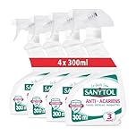 Sanytol - Désinfectant Anti-Acariens, Punaises de Lit et Puces - 300 ml - Lot de 4 - Pour Tissus, Matelas, Moquettes - Efficace 4 Mois, Sans Odeur Résiduelle, ne Tache Pas