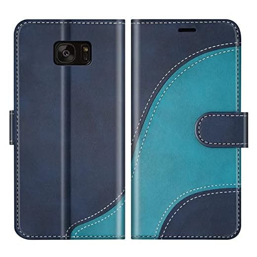BoxTii Cover per Samsung Galaxy S7 Edge, Custodia in PU Pelle Portafoglio per Galaxy S7 Edge, Magnetica Cover a Libro con Slot per Schede, Blu