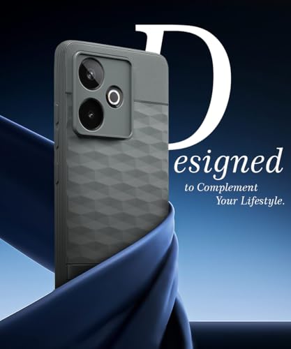 Image of WOW IMAGINE Back Cover for Realme GT 7 5G | Realme GT 7T 5G with Hexa Cube Design | Ultra Slim Soft Rubberised Case | Inner Velvet Fabric | Matte Silicone Mobile Case | Camera Protection - Olive Green