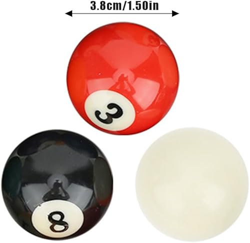 Miniatura 2 de Joyzan Mini bolas de billar, juego de bolas de billar de tamaño pequeño, estilo americano, bolas de taco de billar, juego completo de 16 piezas de