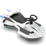 Auto antideslizante 2 en 1: se puede avanzar girando manualmente el volante o presionando el pedal eléctrico. Equipada con un volante con rodamientos lisos integrados y ruedas giratorias que permiten girar 360°, garantiza un control fácil e intuitivo. Una experiencia divertida y activa para los niños