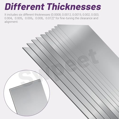 Swpeet 10pcs 304 Edelstahl Shim Stock Kit, 1 \(Breite) × 6 \(Länge) × 0,00078 \(Dicke) Metall Shim Stock Streifen Dünne Metall Shims Blatt für Gap Filler Streifen Handwerk Herstellung