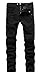 Men's Black Biker Jeans Slim Straight Stretch Skinny Fit Moto Denim Jeans