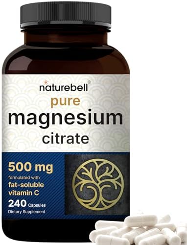 NatureBell Pure Magnesium Citrate 500mg per 3 Capsules Serving Si...