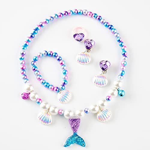 Nuolich Mermaid Costume For Girls Halloween Little Princess Dress Up With Crown Jewelry 4-5T #TOP4