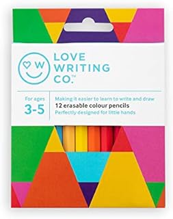 Erasable Colouring Pencils for Children - Ages 3-5 | Pack of 12 Love Writing Co Easy Grip, Soft & Vibrant Chunky Pencils For Colouring | Designed for Children's Hands