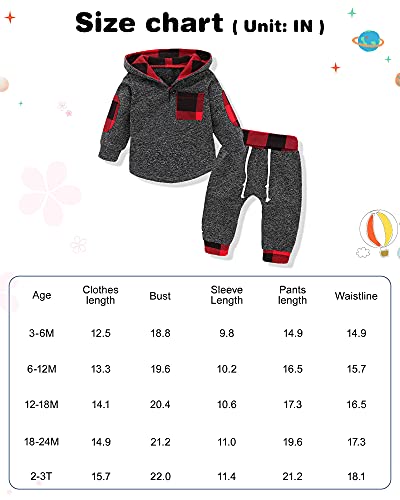 SANMIO Infant Toddler Baby Boys Girls Clothes Hoodie Outfit Classic Plaid Sweatshirt +Pants Clothes Set Kids - Thumbnail 7