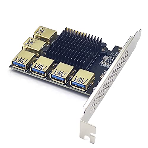 Carte Multiplicateur de Riser 6 Ports PCIe 1X Hub USB 3.0 compact pour setup compact - 6