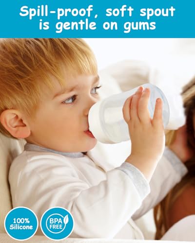 Straw Nipples for Evenflo Balance Wide Neck Bottles, Soft 100% Silicone Wide Neck Sippy Straw Nipples, 8m+, 4 Count