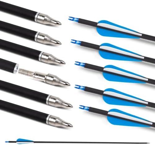 JAKUNA 30″ Carbon Arrows – Target Shooting Practice on Recurve Bows and Longbows Youth Beginners and Adults – Removable Tips 12 Pack JAKUNA 30″ Carbon Arrows – Target Shooting Practice on Recurve Bows and Longbows Youth Beginners and Adults – Removable Tips 12 Pack