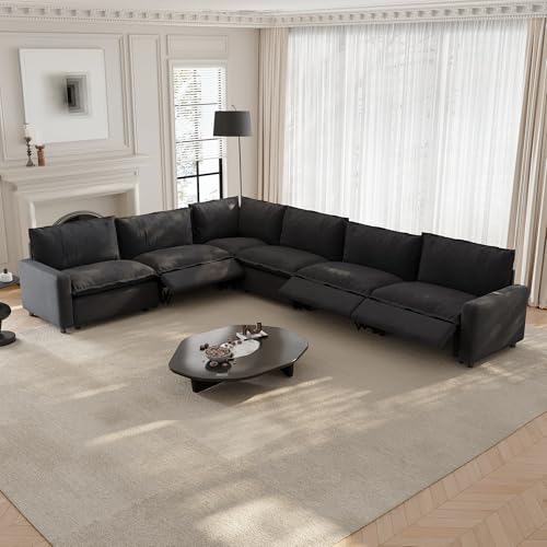 Image of 107.48 inch Power Reclining Sofa with Wireless Charging & Heated Seats,Smart Recliner Sectional Couch,Zero Gravity Recliner Sofa,Deep Seat Cloud Couch for Living Room Home Theater,Grey,6 Seats