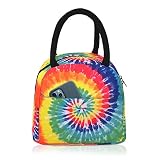 Swirl Tie Dye Lunch Bags Rainbow Color Insulated Reusable Lunch Box Thermal Cooler Lunch Tote Bag wi
